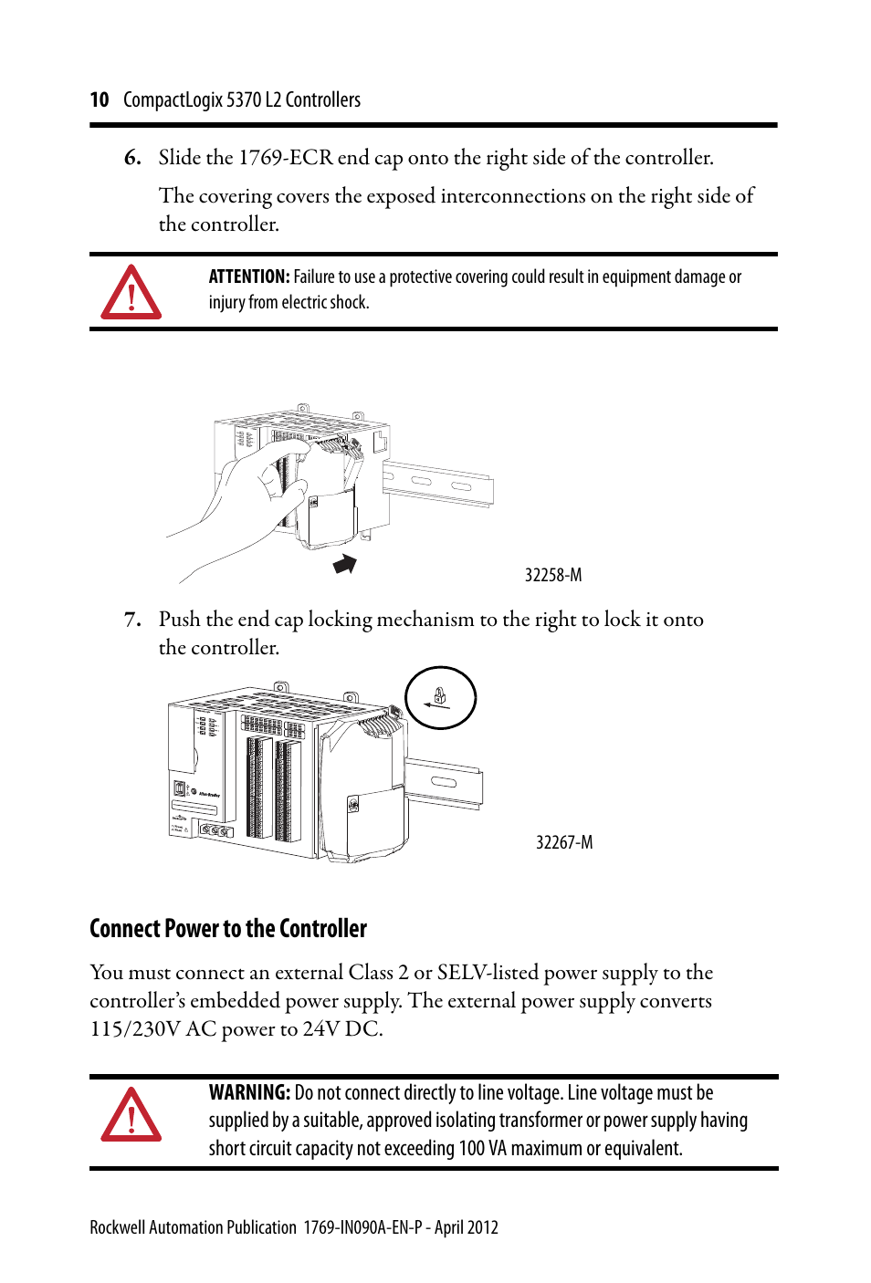 Connect power to the controller | Rockwell Automation 1769-L24ER-QB1B_QBFC1B_QBFC1B CompactLogix 5370 L2 Controllers Installation Instructions User Manual | Page 10 / 16