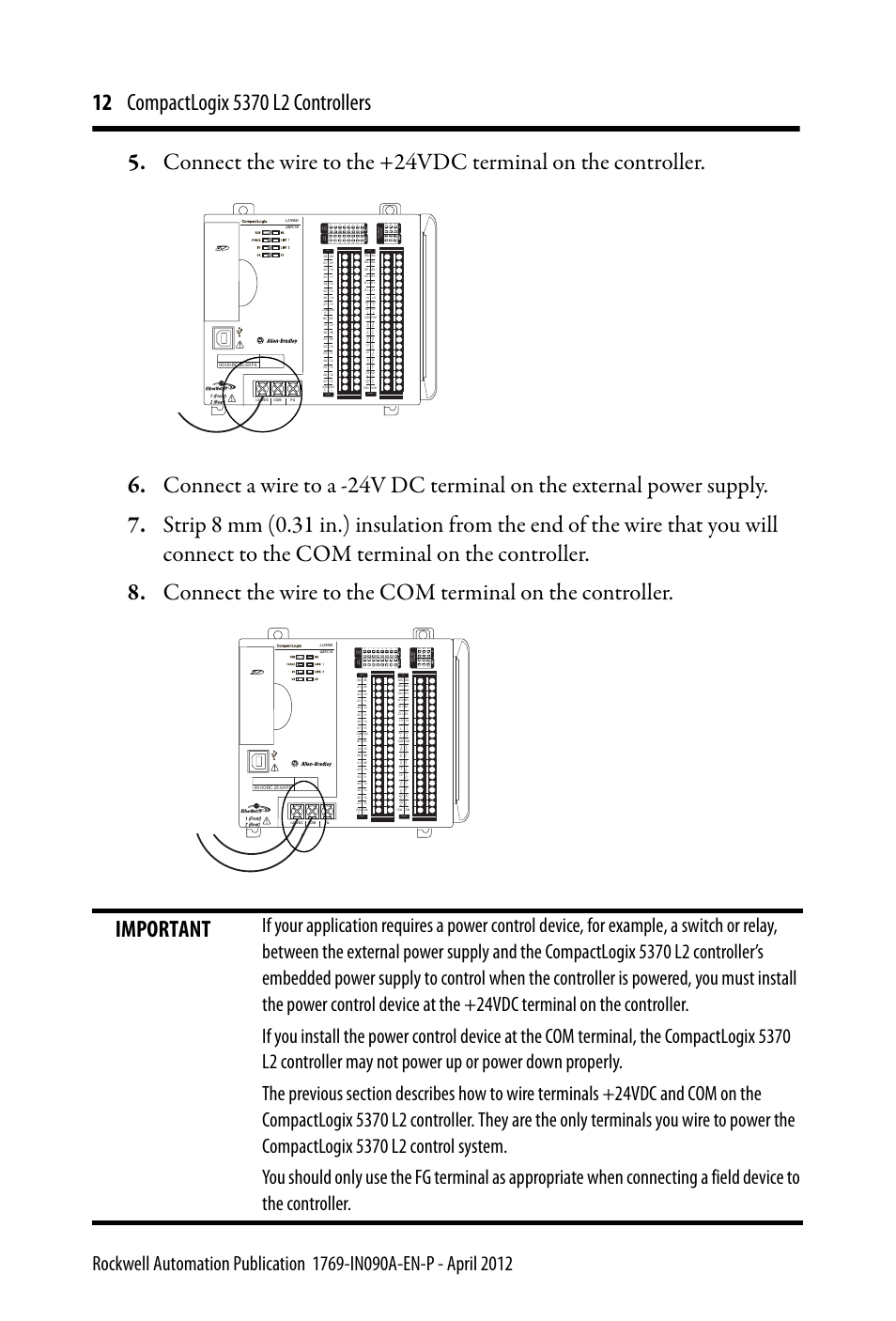 Dc input 24vdc sink\ source 24vdc source output dc, Dc in hsc dc out analog | Rockwell Automation 1769-L24ER-QB1B_QBFC1B_QBFC1B CompactLogix 5370 L2 Controllers Installation Instructions User Manual | Page 12 / 16