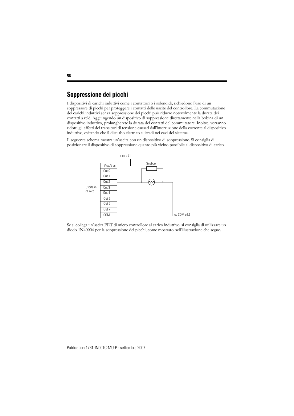 Soppressione dei picchi | Rockwell Automation 1761-L10_16_20_32xxx MicroLogix 1000 Programmable Controllers User Manual | Page 56 / 134