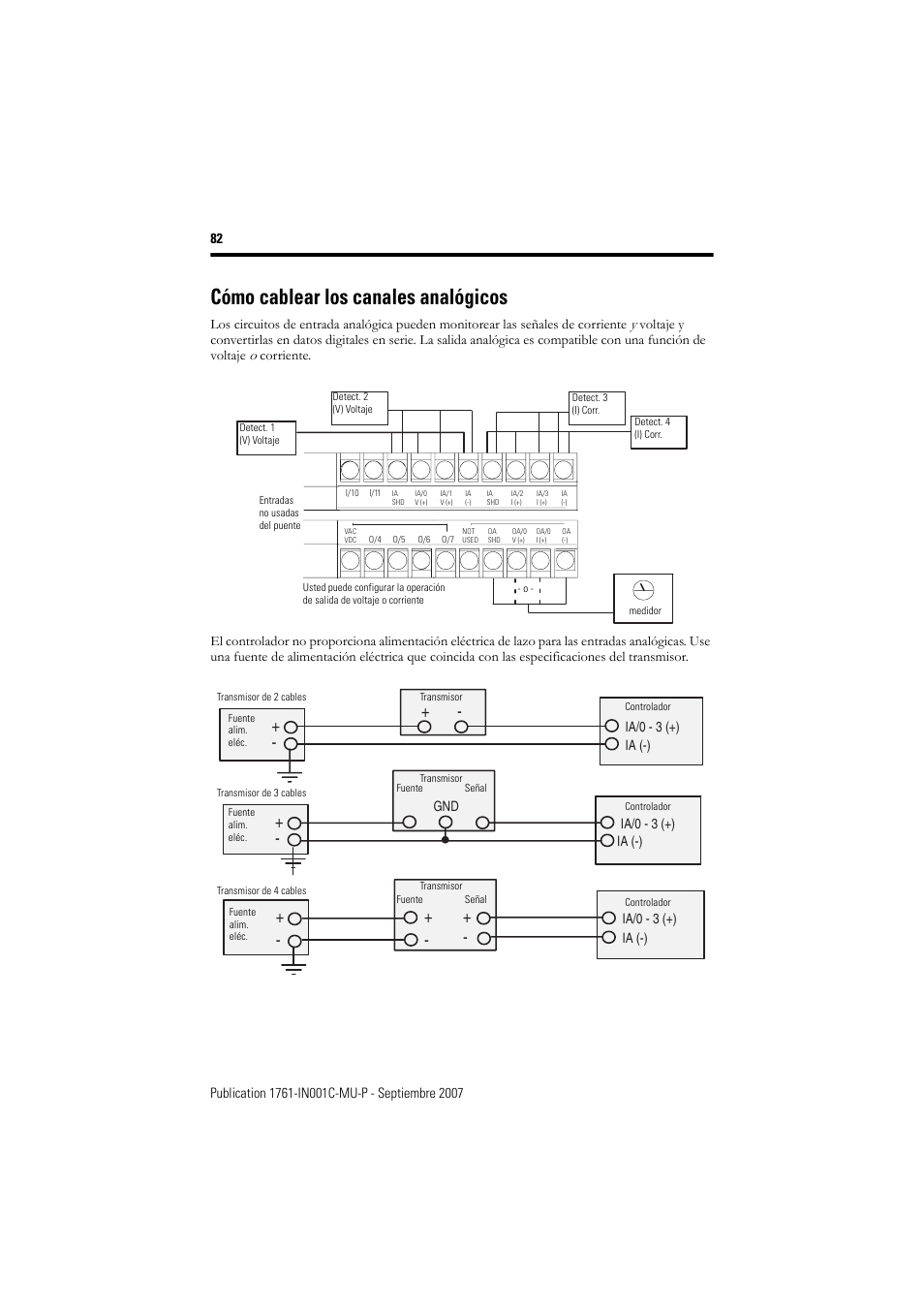 Cómo cablear los canales analógicos | Rockwell Automation 1761-L10_16_20_32xxx MicroLogix 1000 Programmable Controllers User Manual | Page 82 / 134