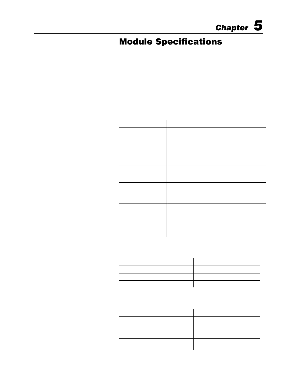 5 - module specifications, I/o specifications, Environmental conditions | Hardware requirements, Module specifications, Chapter | Rockwell Automation 1771-QDC PLASTIC MOLD.MODULE User Manual | Page 283 / 298