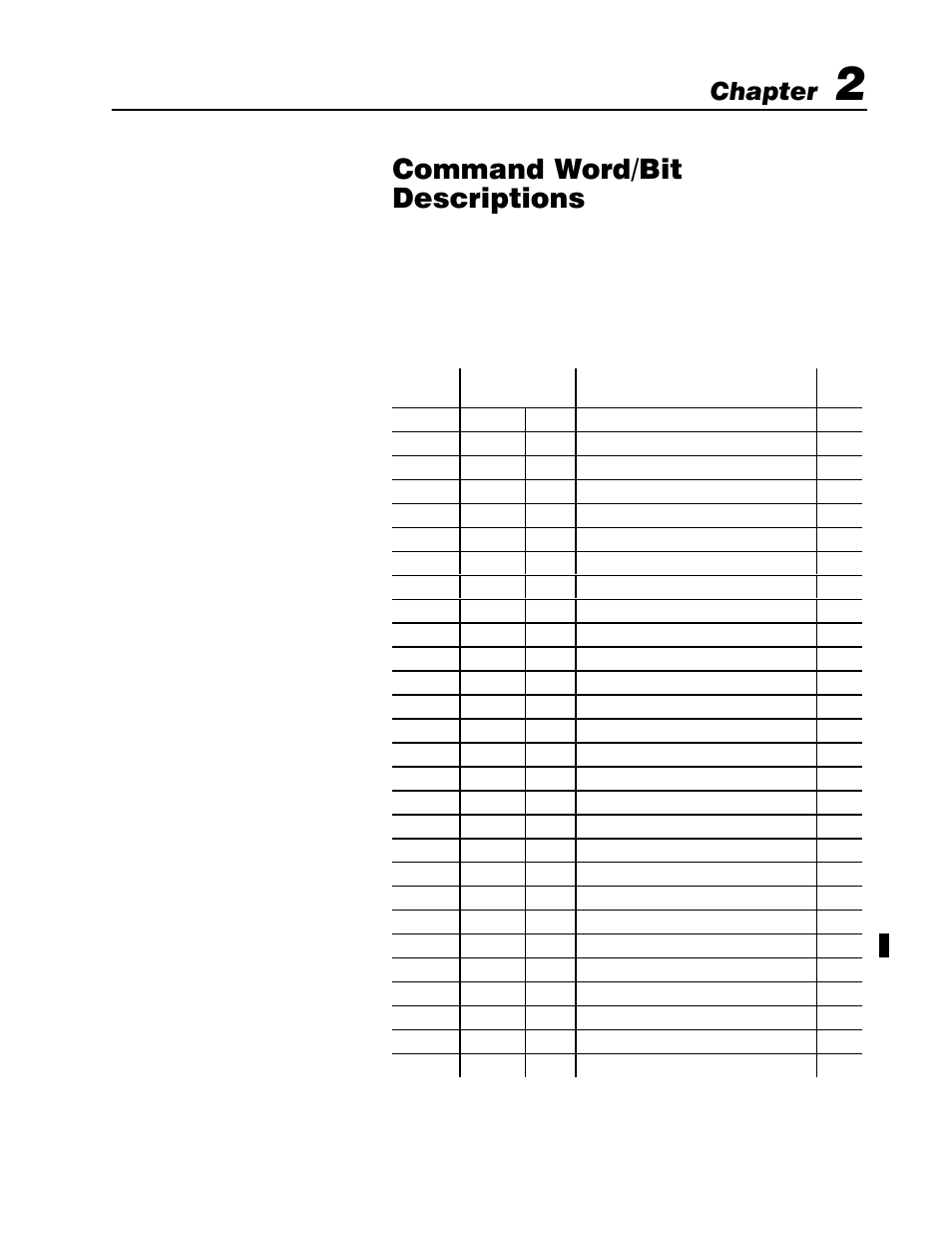 2 - command word/bit descriptions, Command word/bit descriptions, Chapter | Rockwell Automation 1771-QDC PLASTIC MOLD.MODULE User Manual | Page 67 / 298