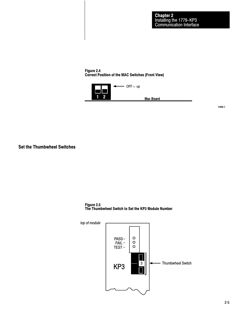 Set the thumbwheel switches | Rockwell Automation 1779-KP3R DATA HIGHWAY II User Manual | Page 21 / 70