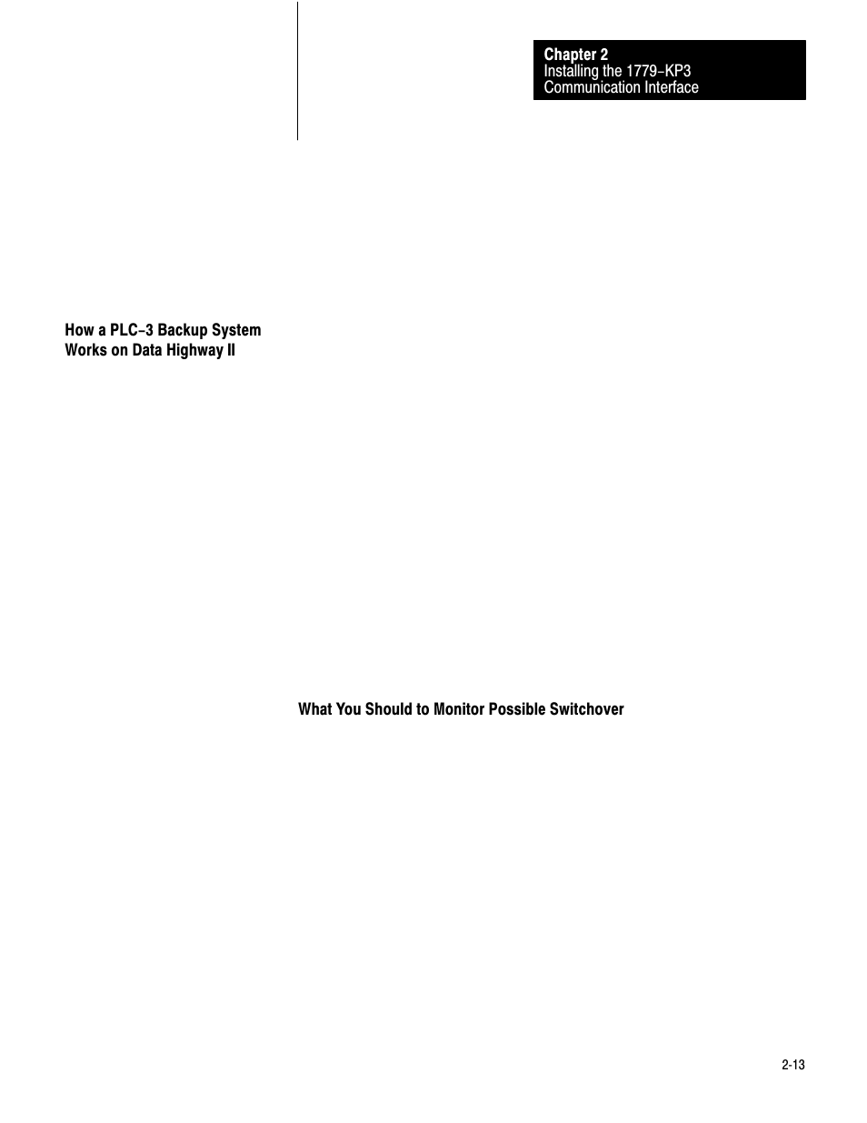 How a plc-3 backup system works on data highway ii, 2ć13 | Rockwell Automation 1779-KP3R DATA HIGHWAY II User Manual | Page 29 / 70