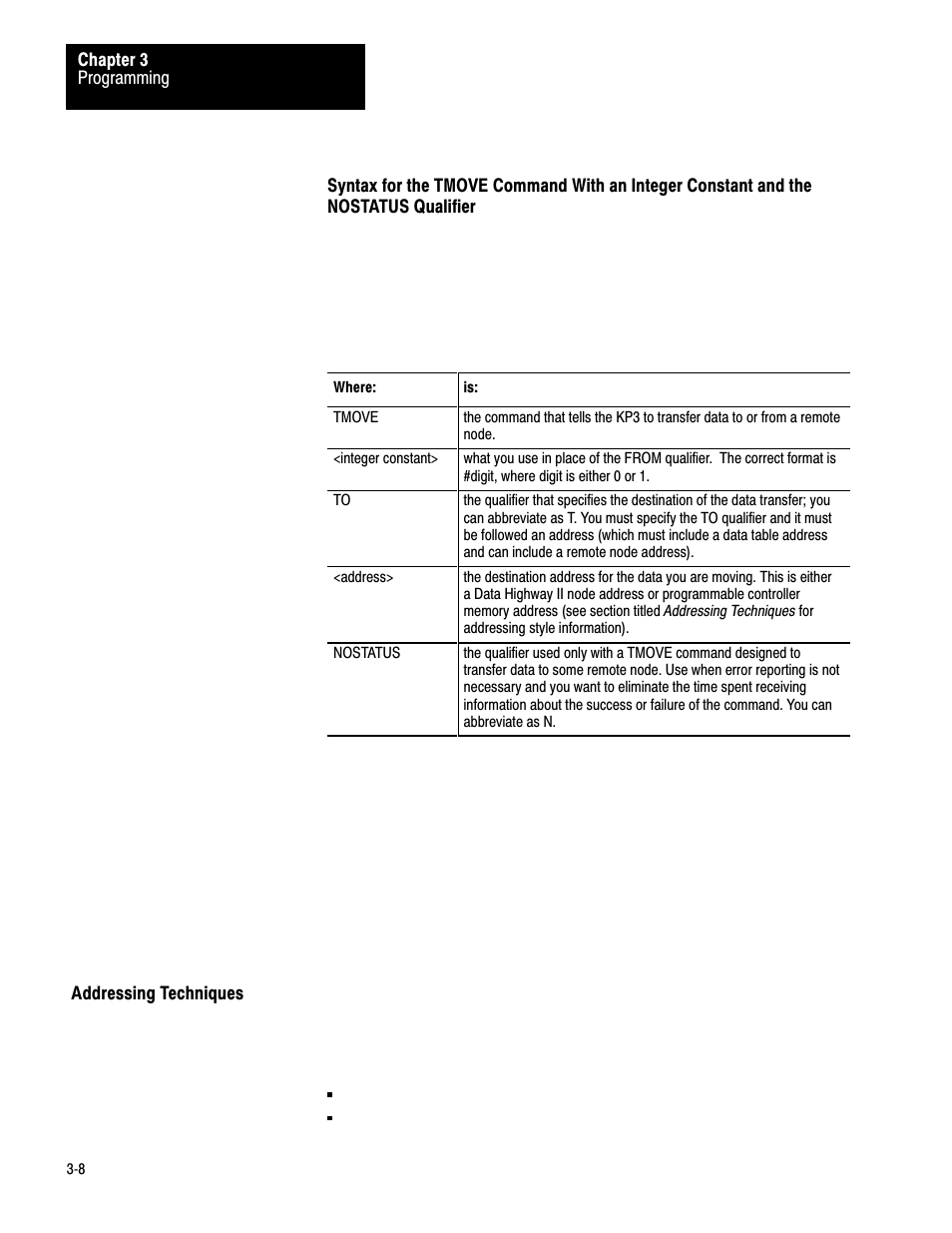 Addressing techniques | Rockwell Automation 1779-KP3R DATA HIGHWAY II User Manual | Page 43 / 70