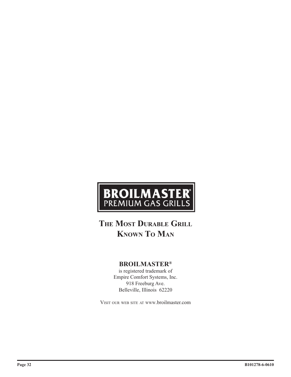 Broilmaster R3BN-1 User Manual | Page 32 / 32