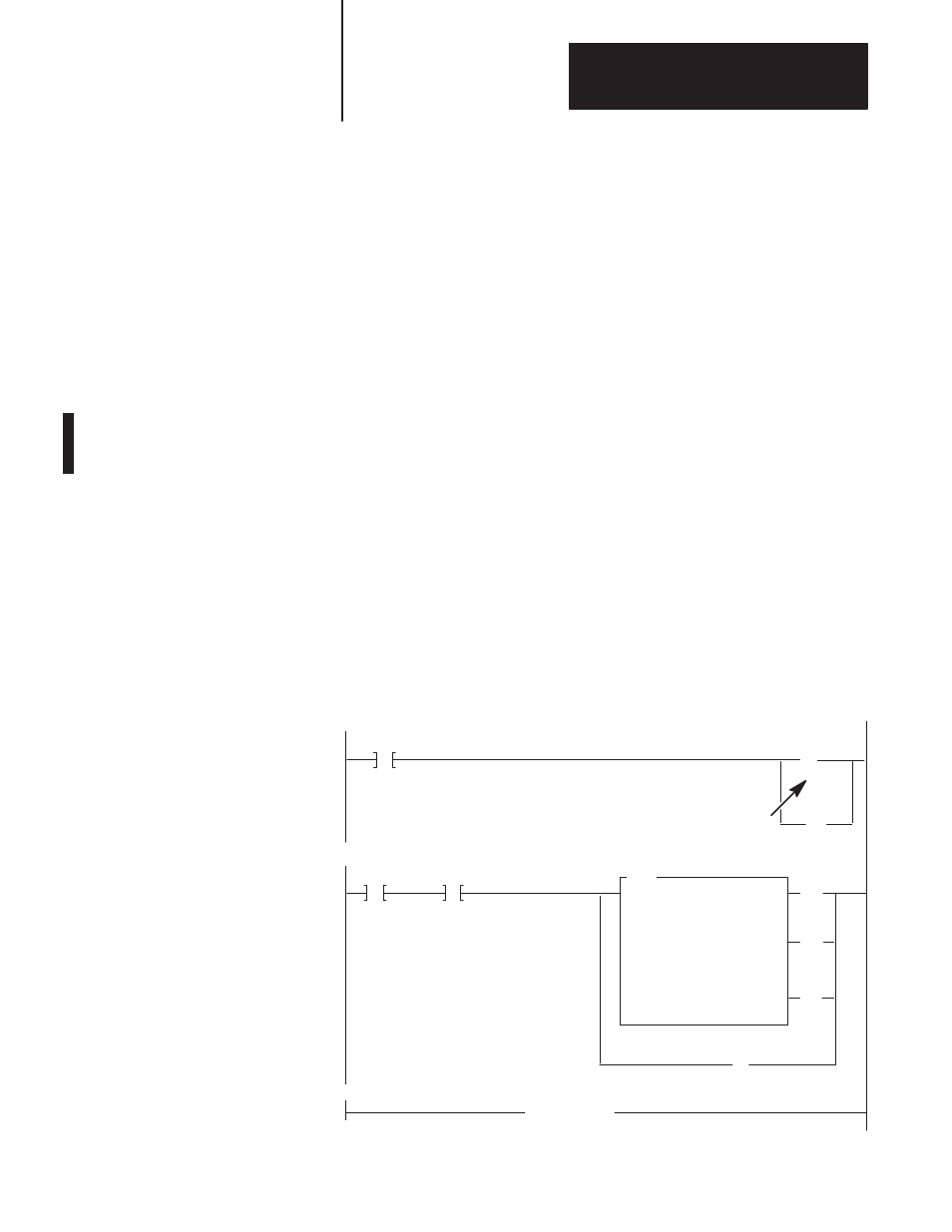 Syntax, Example, Sample ladder logic | Destination port number and/or internal string, String number, Byte swap selection, Call 34 status | Rockwell Automation 1771-DB BASIC MODULE User Manual | Page 223 / 394