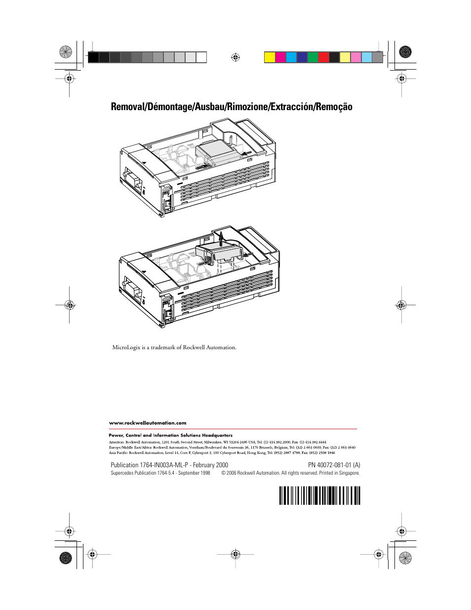 Back cover, H'4q!¶ah | Rockwell Automation 1764-RTC MicroLogix 1500 Memory Module and Real Time Clock User Manual | Page 2 / 2