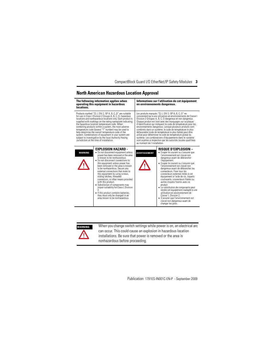 North american hazardous location approval | Rockwell Automation 1791ES-IB16 CompactBlock Guard I/O EtherNet/IP Safety Modules  User Manual | Page 3 / 28