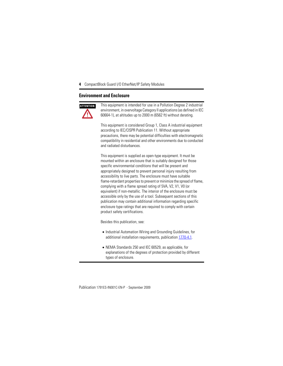 Environment and enclosure | Rockwell Automation 1791ES-IB16 CompactBlock Guard I/O EtherNet/IP Safety Modules  User Manual | Page 4 / 28