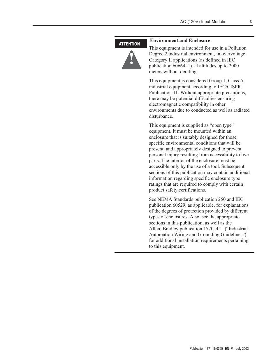 Rockwell Automation 1771-IAN 120V Input Module Installation Instructions User Manual | Page 3 / 12