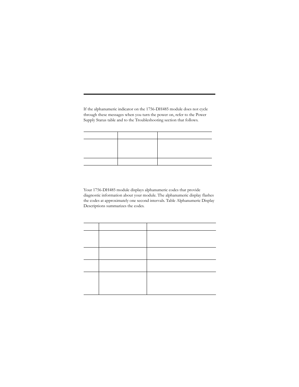 Troubleshoot the power supply, Interpret the alphanumeric display | Rockwell Automation 1756-DH485 ControlLogix Data Highway 485 Module Installation Instructions User Manual | Page 16 / 24