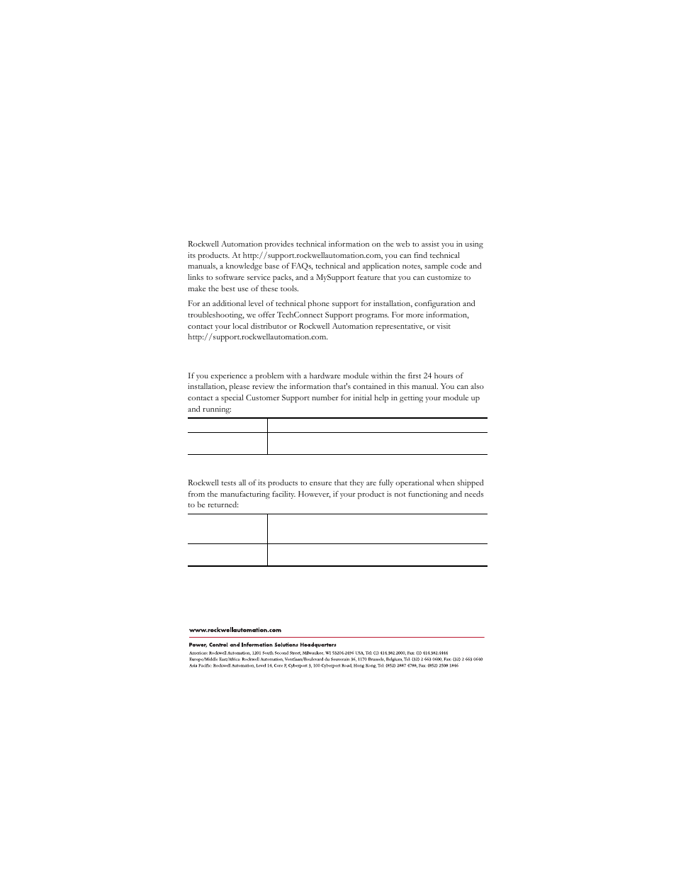 Rockwell automation support, Backcover, Installation assistance | New product satisfaction return | Rockwell Automation 1756-DH485 ControlLogix Data Highway 485 Module Installation Instructions User Manual | Page 24 / 24