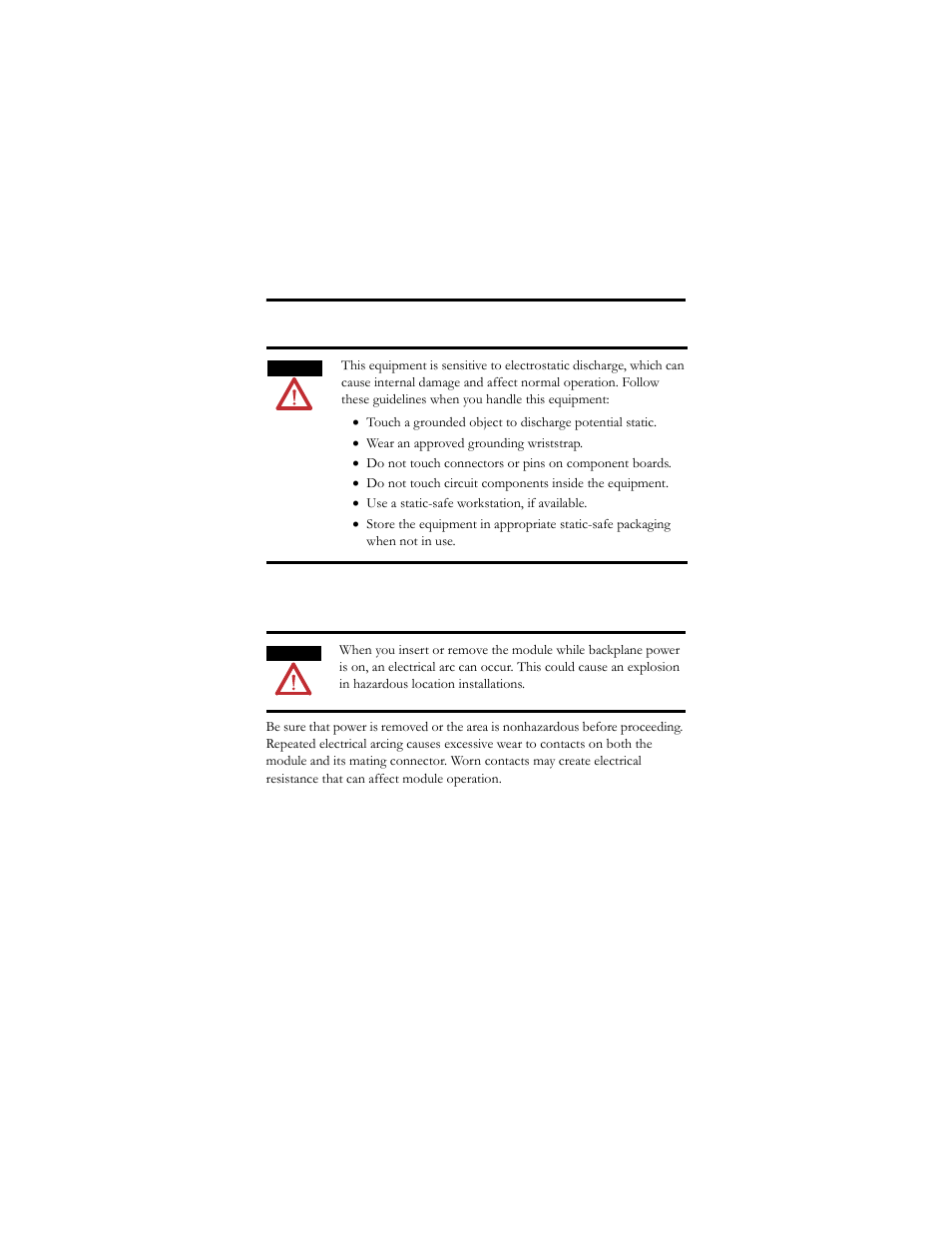 Prevent electrostatic discharge, Removal and insertion under power | Rockwell Automation 1756-DH485 ControlLogix Data Highway 485 Module Installation Instructions User Manual | Page 4 / 24