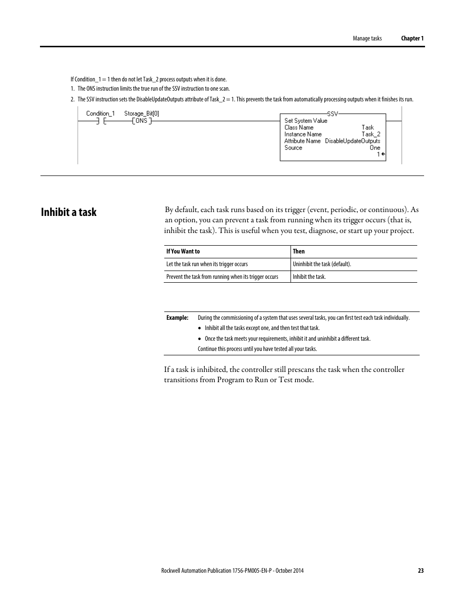 Inhibit a task, Manually inhibit or uninhibit a task | Rockwell Automation Logix5000 Controllers Tasks, Programs, and Routines Programming Manual User Manual | Page 23 / 73