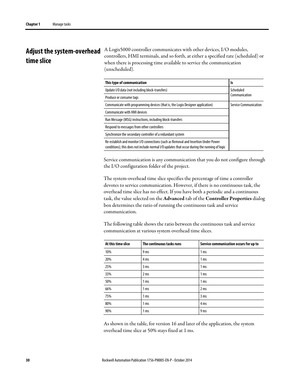 Adjust the system-overhead time slice | Rockwell Automation Logix5000 Controllers Tasks, Programs, and Routines Programming Manual User Manual | Page 30 / 73