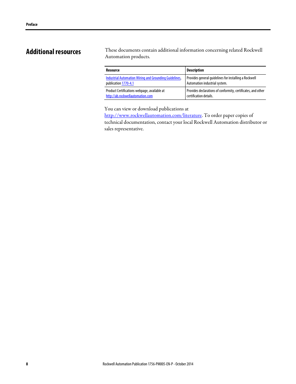 Additional resources | Rockwell Automation Logix5000 Controllers Tasks, Programs, and Routines Programming Manual User Manual | Page 8 / 73