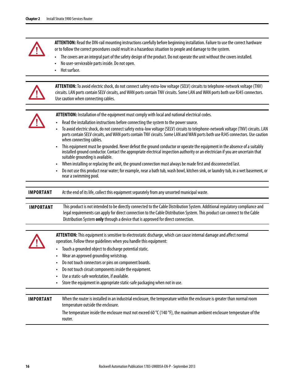 Rockwell Automation 1783-SR Stratix 5900 Services Router User Manual User Manual | Page 16 / 88