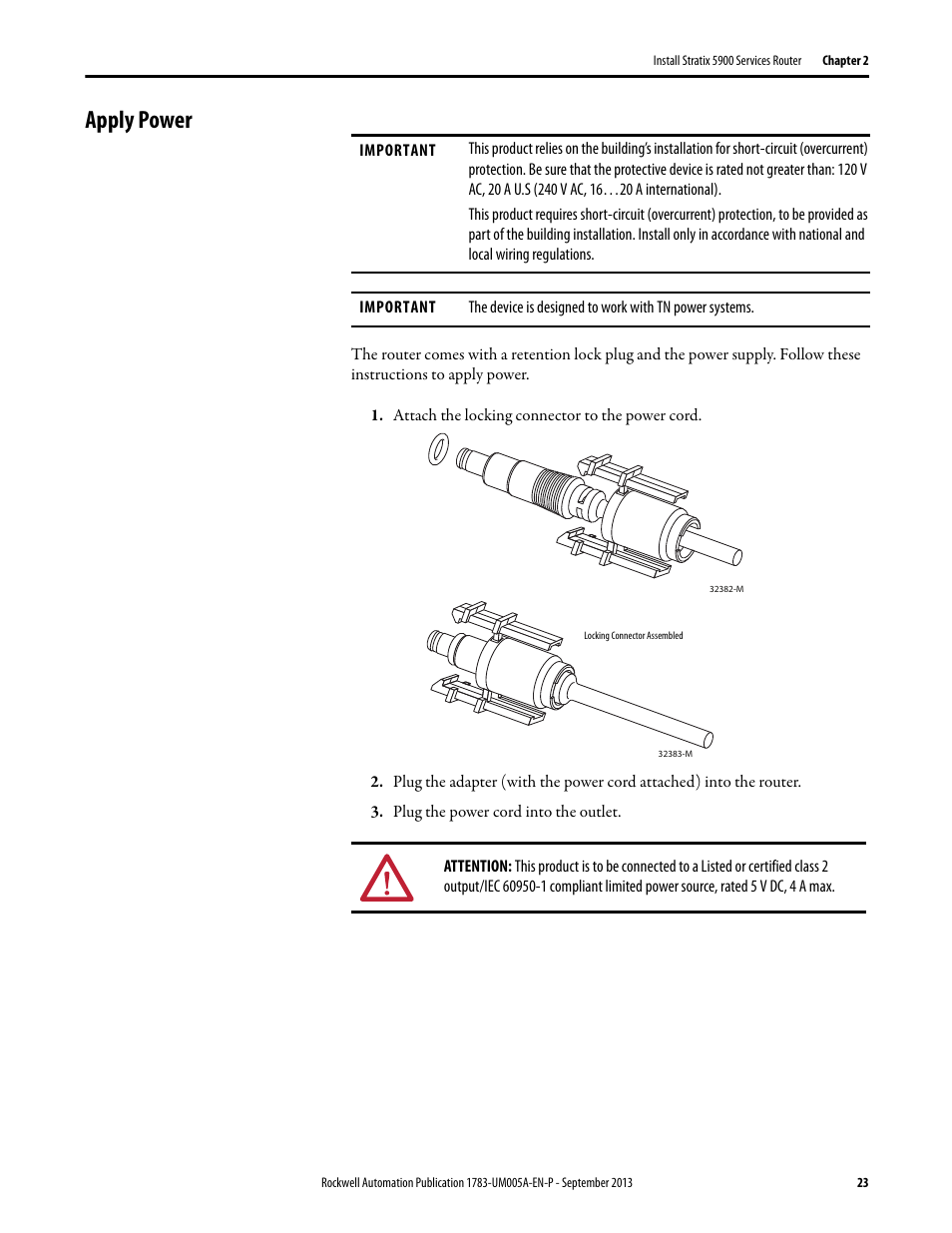 Apply power | Rockwell Automation 1783-SR Stratix 5900 Services Router User Manual User Manual | Page 23 / 88