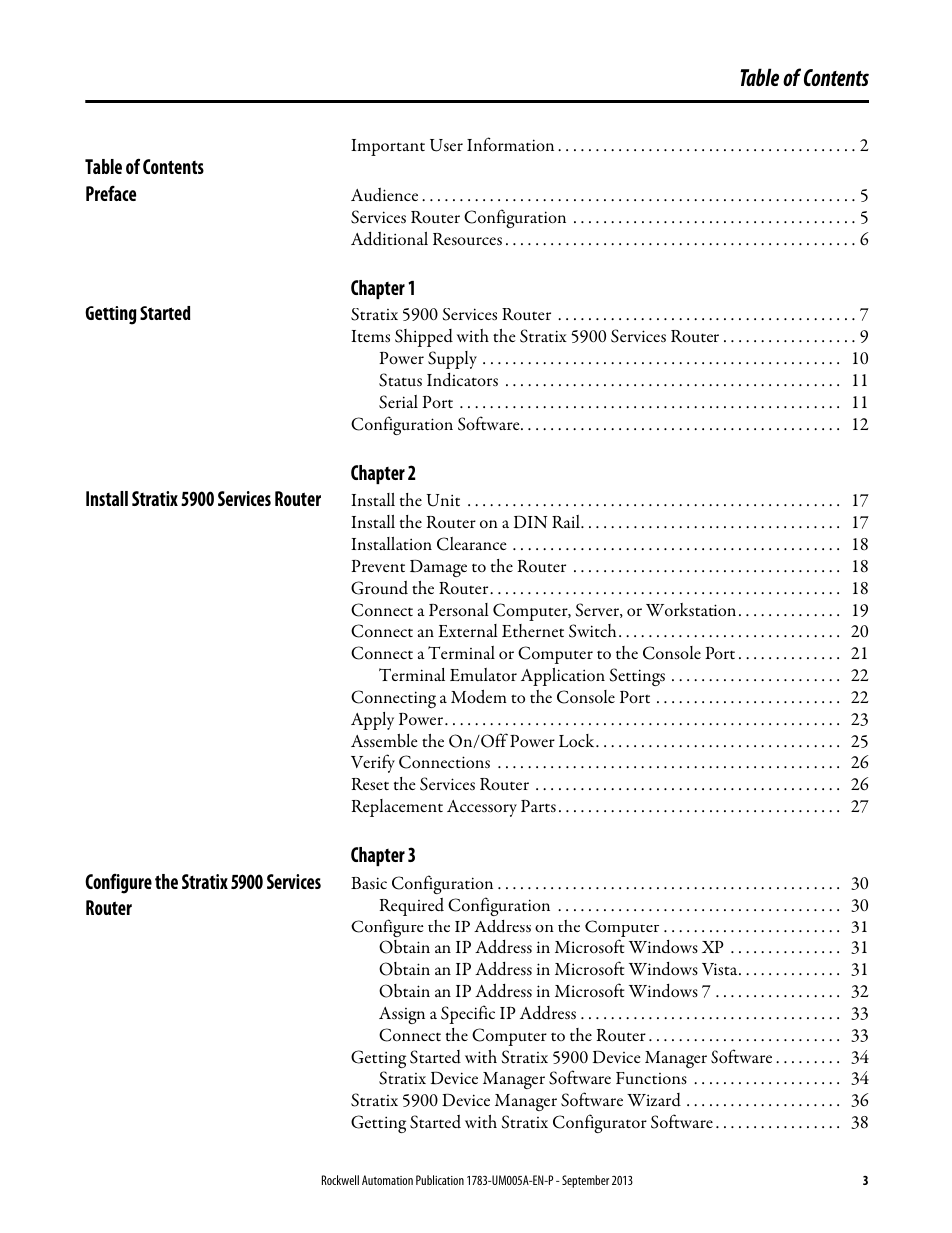 Rockwell Automation 1783-SR Stratix 5900 Services Router User Manual User Manual | Page 3 / 88