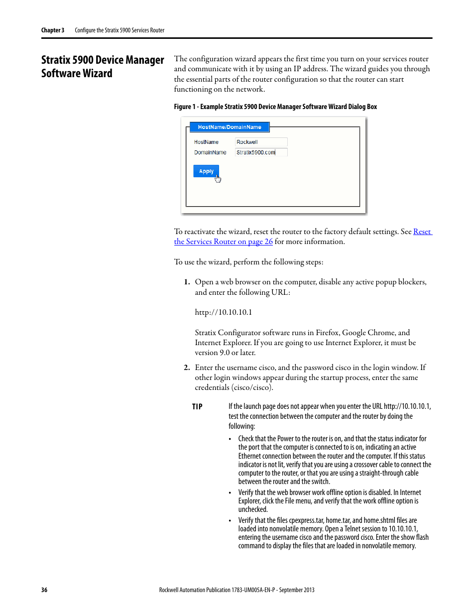 Stratix 5900 device manager software wizard | Rockwell Automation 1783-SR Stratix 5900 Services Router User Manual User Manual | Page 36 / 88