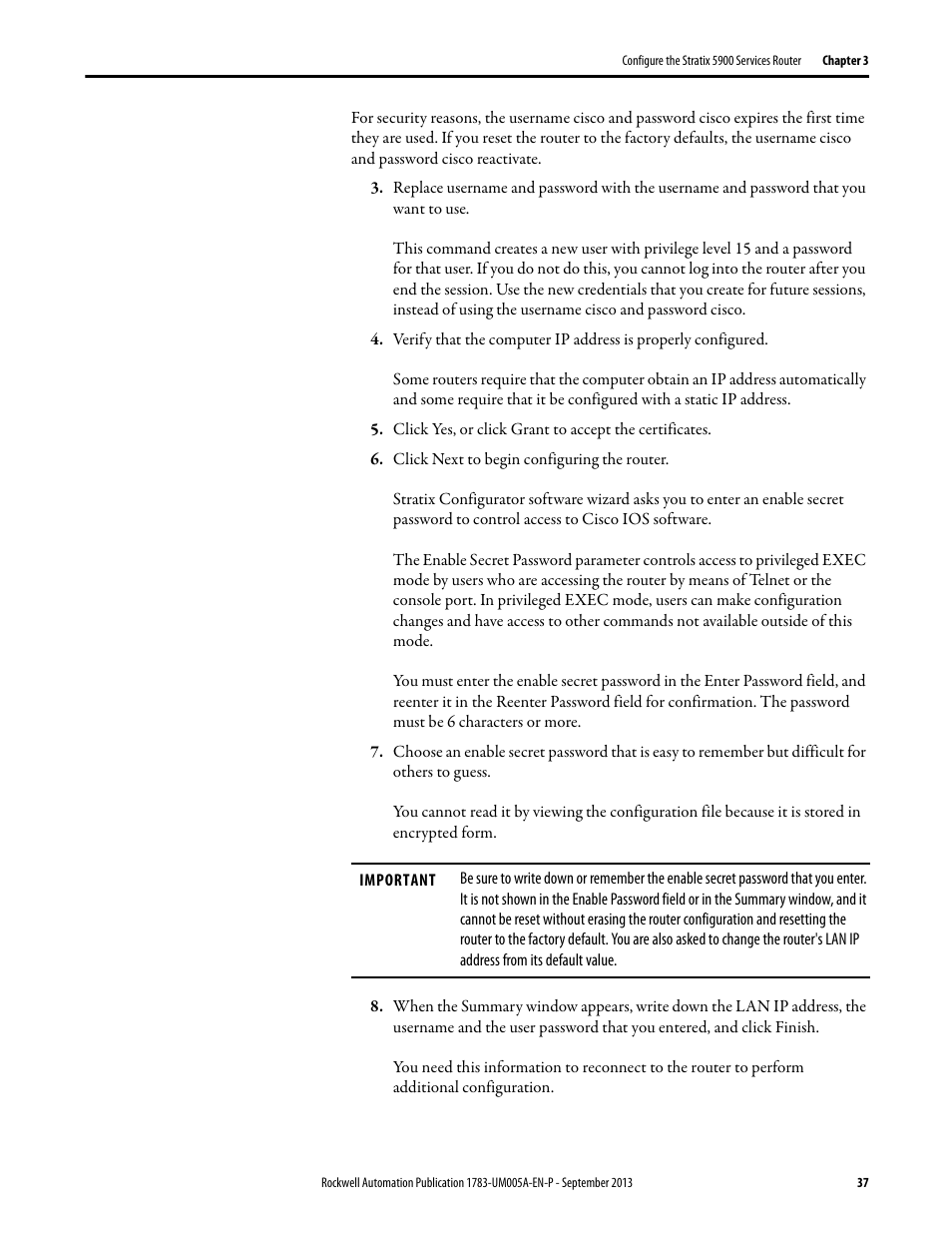 Rockwell Automation 1783-SR Stratix 5900 Services Router User Manual User Manual | Page 37 / 88