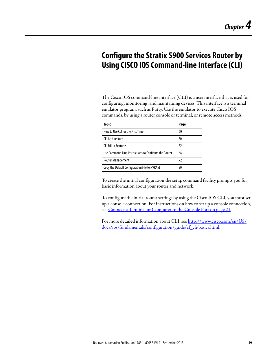 Chapter 4, Chapter | Rockwell Automation 1783-SR Stratix 5900 Services Router User Manual User Manual | Page 59 / 88