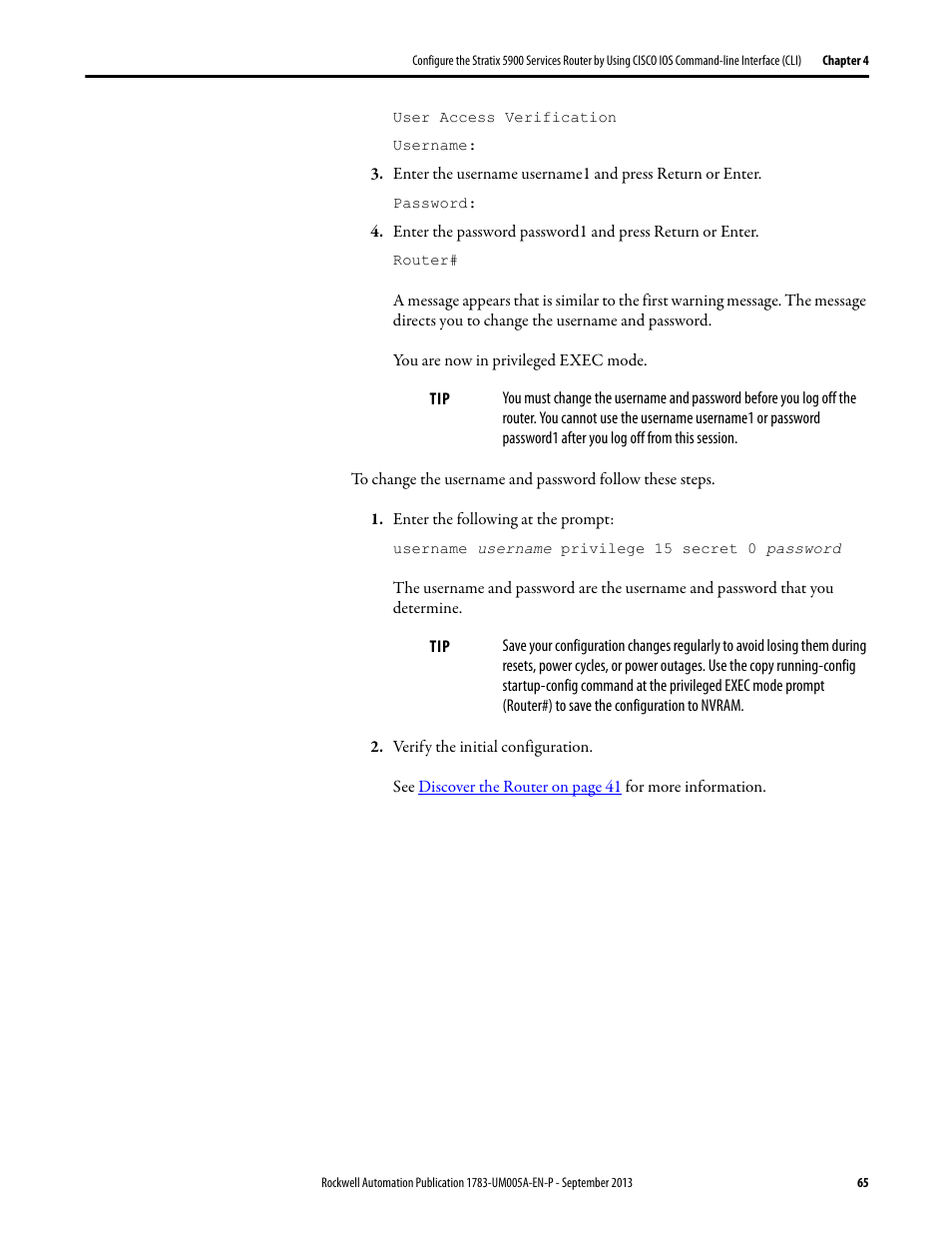 Rockwell Automation 1783-SR Stratix 5900 Services Router User Manual User Manual | Page 65 / 88