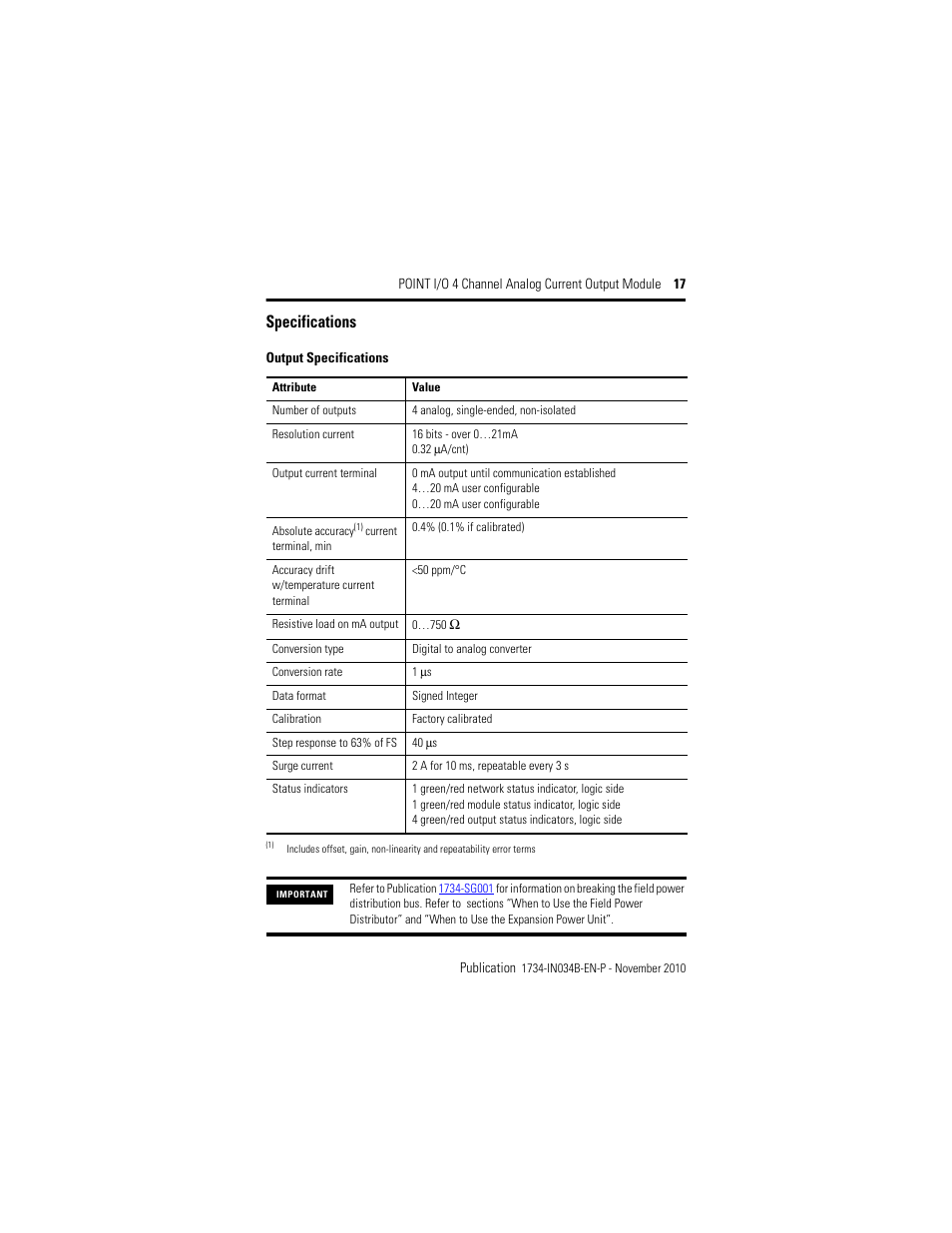 Specifications | Rockwell Automation 1734-OE4C Installation Instructions User Manual | Page 17 / 24