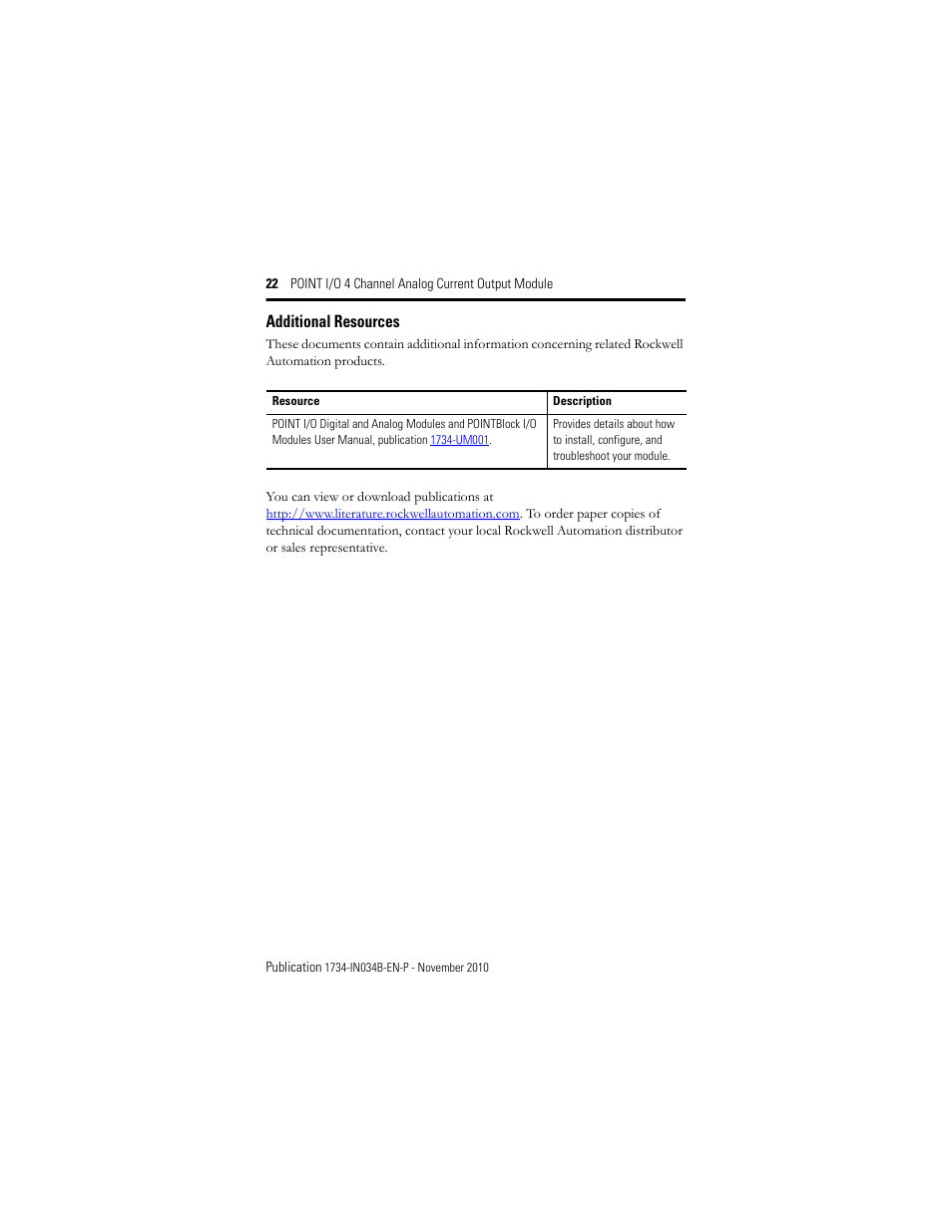 Additional resources | Rockwell Automation 1734-OE4C Installation Instructions User Manual | Page 22 / 24