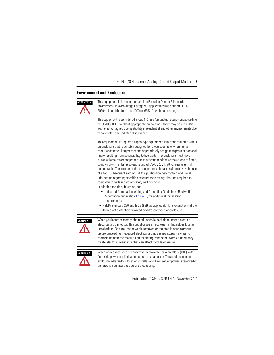 Environment and enclosure | Rockwell Automation 1734-OE4C Installation Instructions User Manual | Page 3 / 24
