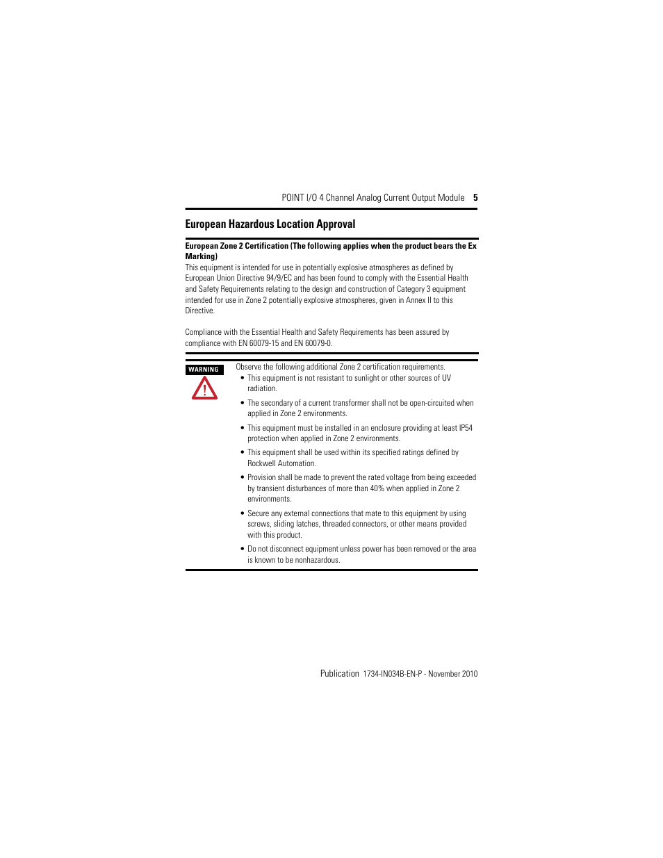 European hazardous location approval | Rockwell Automation 1734-OE4C Installation Instructions User Manual | Page 5 / 24