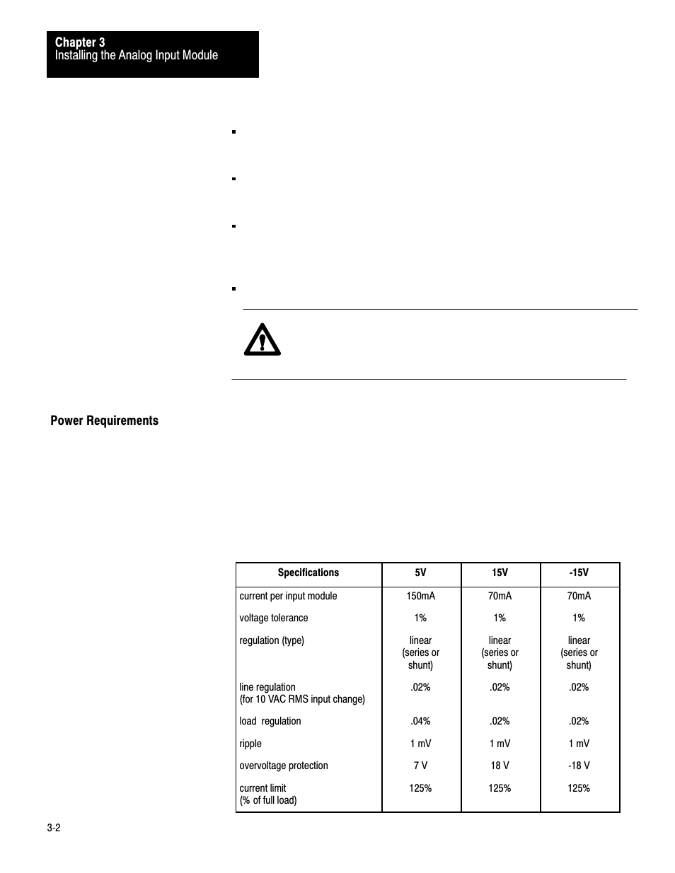 Power requirements | Rockwell Automation 1771-IE,D17716.5.7 ANAL.INPUT MOD. User Manual | Page 12 / 46