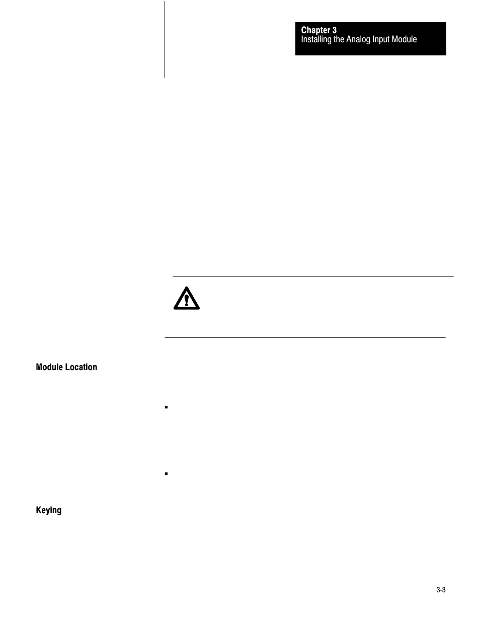 Module location, Keying | Rockwell Automation 1771-IE,D17716.5.7 ANAL.INPUT MOD. User Manual | Page 13 / 46