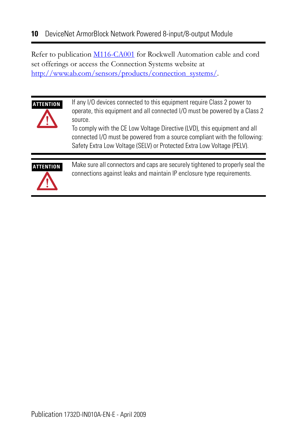 Rockwell Automation 1732D-8I8O1212D DNet ArmorBlock Network Powered 8-input/8-output Module IN User Manual | Page 10 / 20
