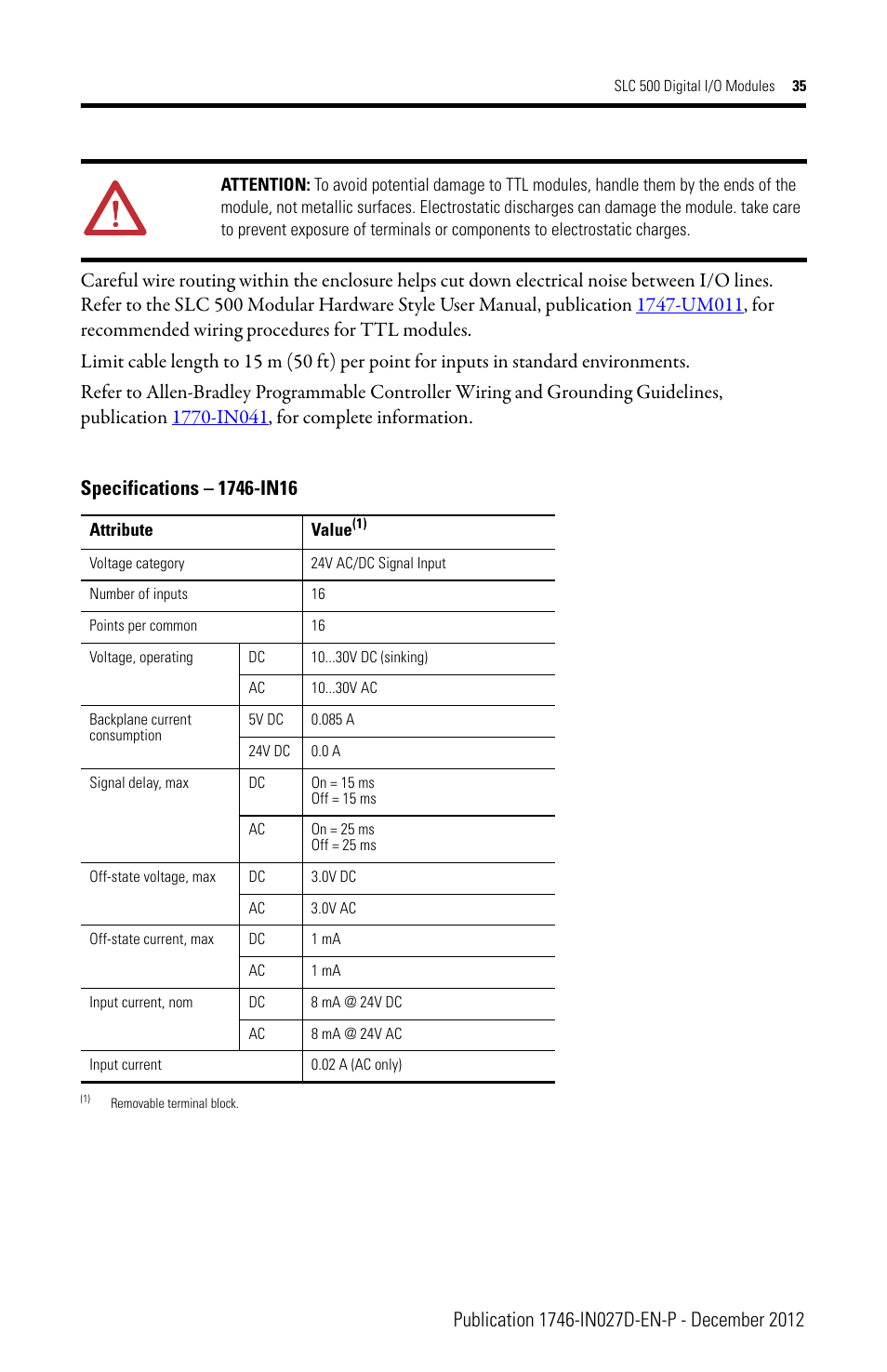 Rockwell Automation 1746-XXXX SLC 500 Digital I/O Modules Installation Instructions User Manual | Page 35 / 48