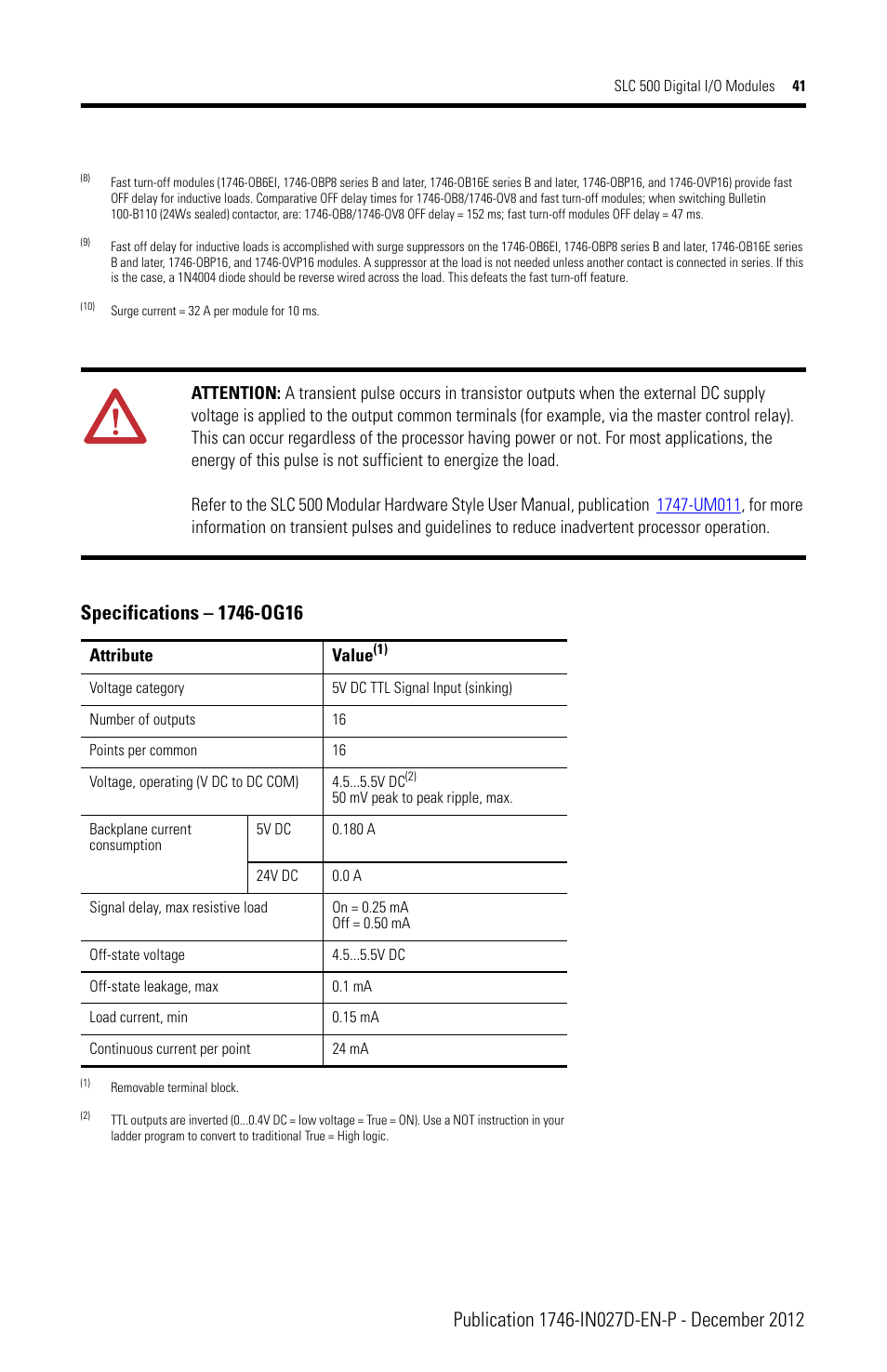 Rockwell Automation 1746-XXXX SLC 500 Digital I/O Modules Installation Instructions User Manual | Page 41 / 48