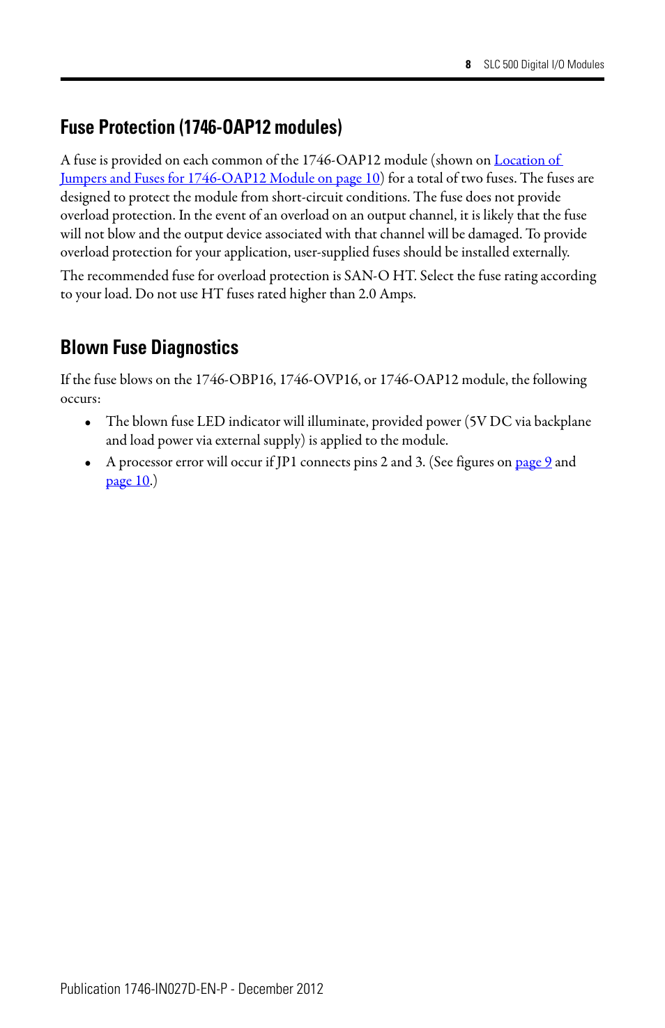 Blown fuse diagnostics | Rockwell Automation 1746-XXXX SLC 500 Digital I/O Modules Installation Instructions User Manual | Page 8 / 48