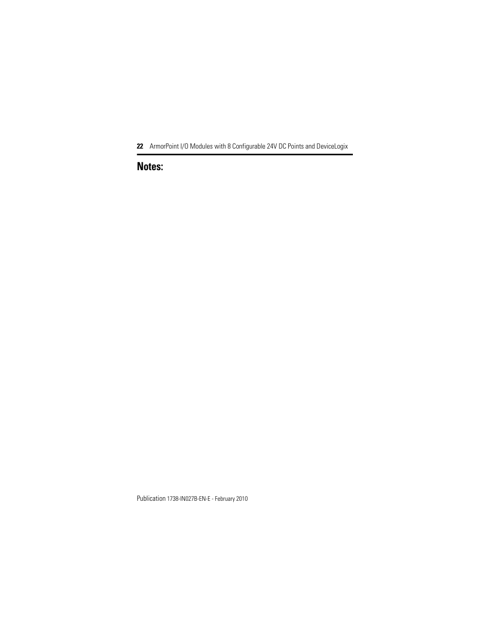 Rockwell Automation 1738-8CFGDLXM23 ArmorPoint Module with Configurable 24V DC Points and DeviceLogix User Manual | Page 22 / 24