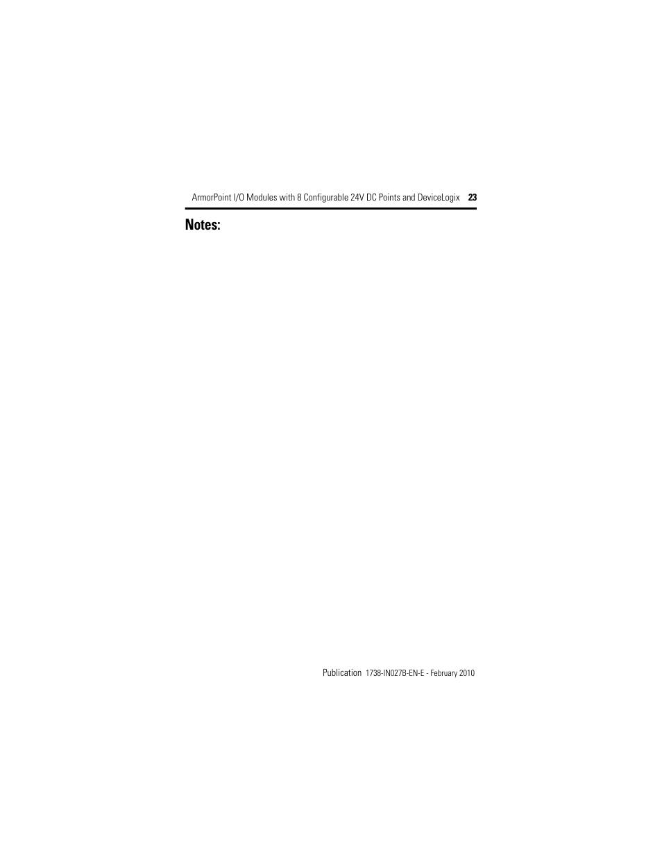 Rockwell Automation 1738-8CFGDLXM23 ArmorPoint Module with Configurable 24V DC Points and DeviceLogix User Manual | Page 23 / 24