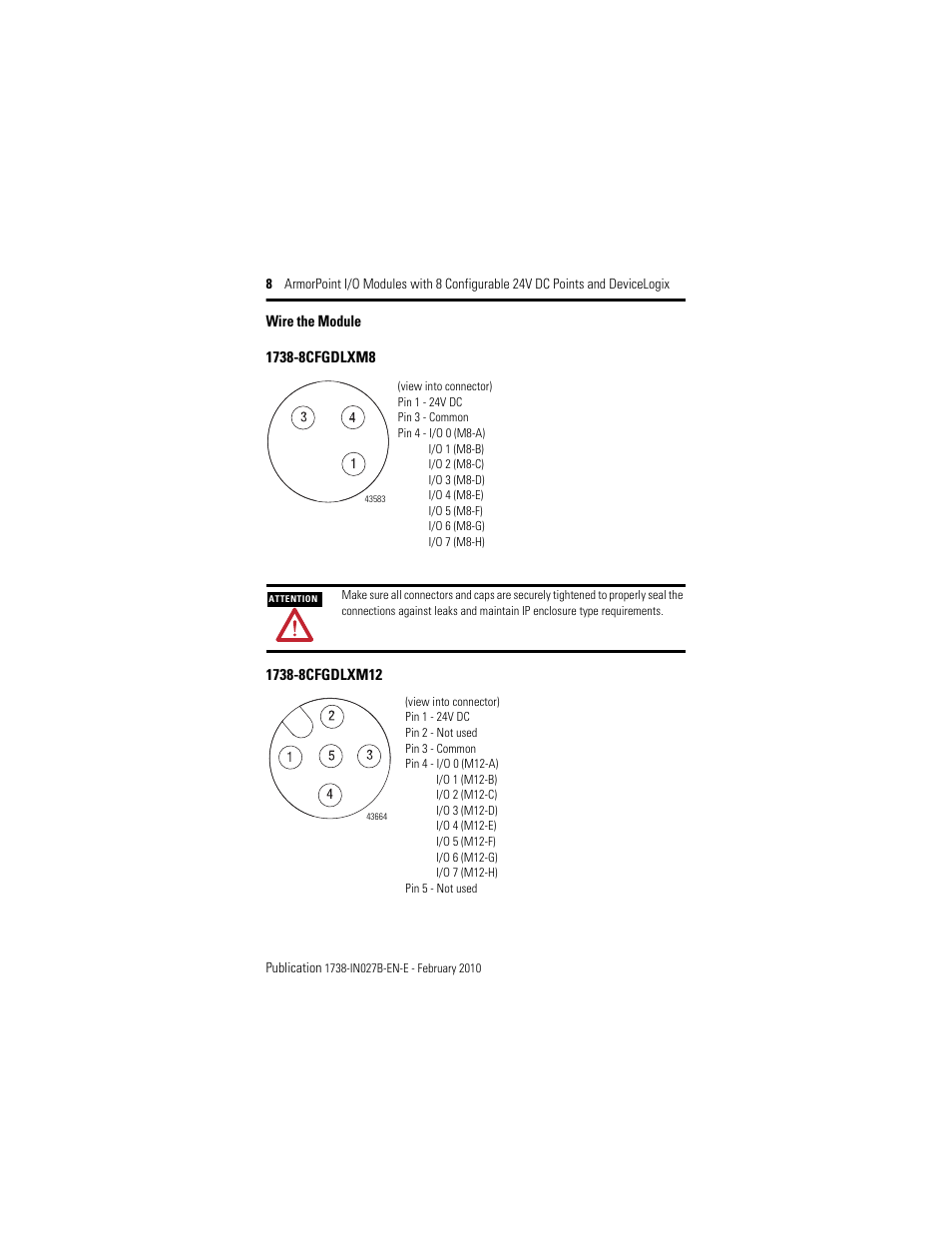 Wire the module | Rockwell Automation 1738-8CFGDLXM23 ArmorPoint Module with Configurable 24V DC Points and DeviceLogix User Manual | Page 8 / 24