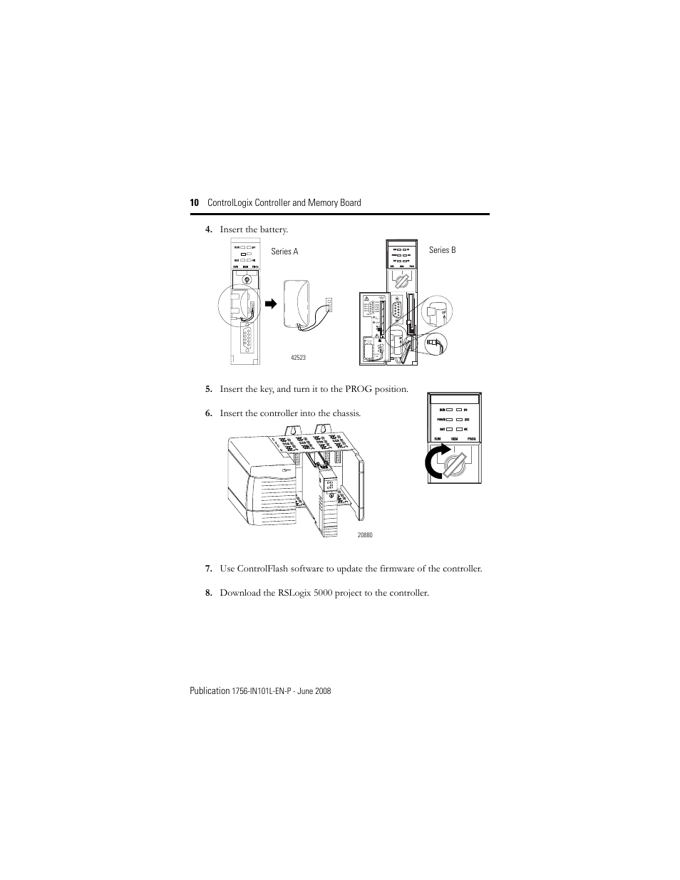 Battery date up, Series a series b | Rockwell Automation 1756-Lx_Mx ControlLogix Controller and Memory Board Installation Instructions User Manual | Page 10 / 52