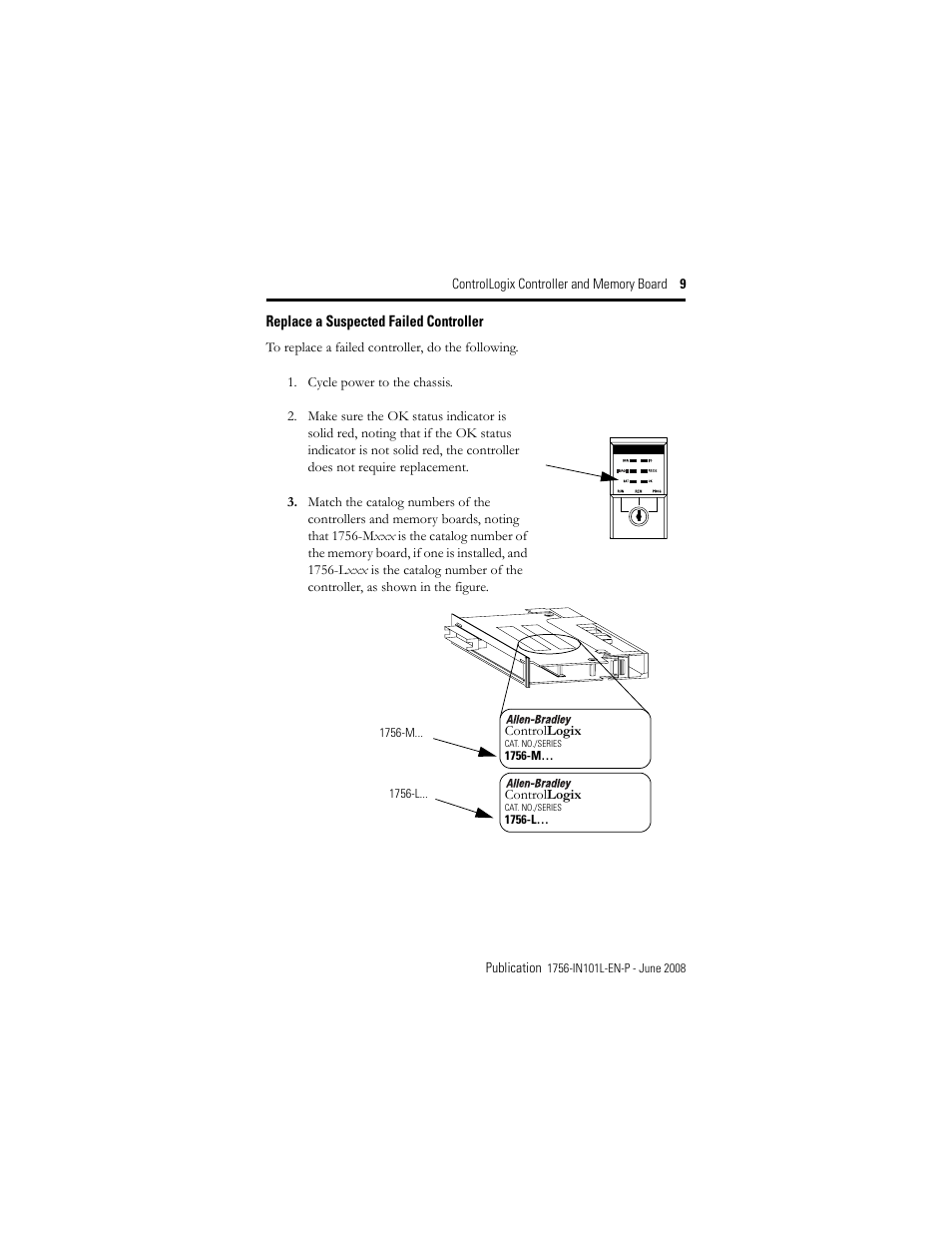 Replace a suspected failed controller | Rockwell Automation 1756-Lx_Mx ControlLogix Controller and Memory Board Installation Instructions User Manual | Page 9 / 52