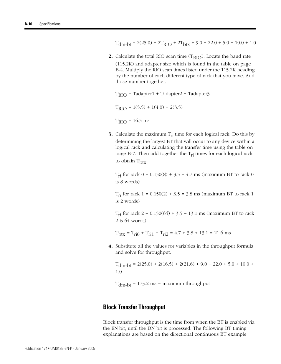 Block transfer throughput | Rockwell Automation 1747-SN Remote I/O Scanner User Manual | Page 106 / 171