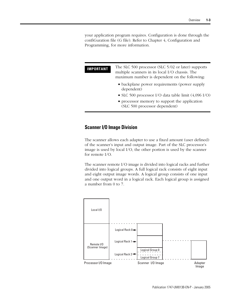 Scanner i/o image division -3, Scanner i/o image division | Rockwell Automation 1747-SN Remote I/O Scanner User Manual | Page 11 / 171