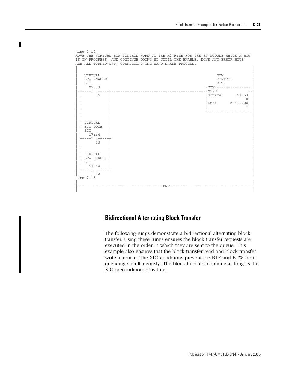 Bidirectional alternating block transfer | Rockwell Automation 1747-SN Remote I/O Scanner User Manual | Page 149 / 171