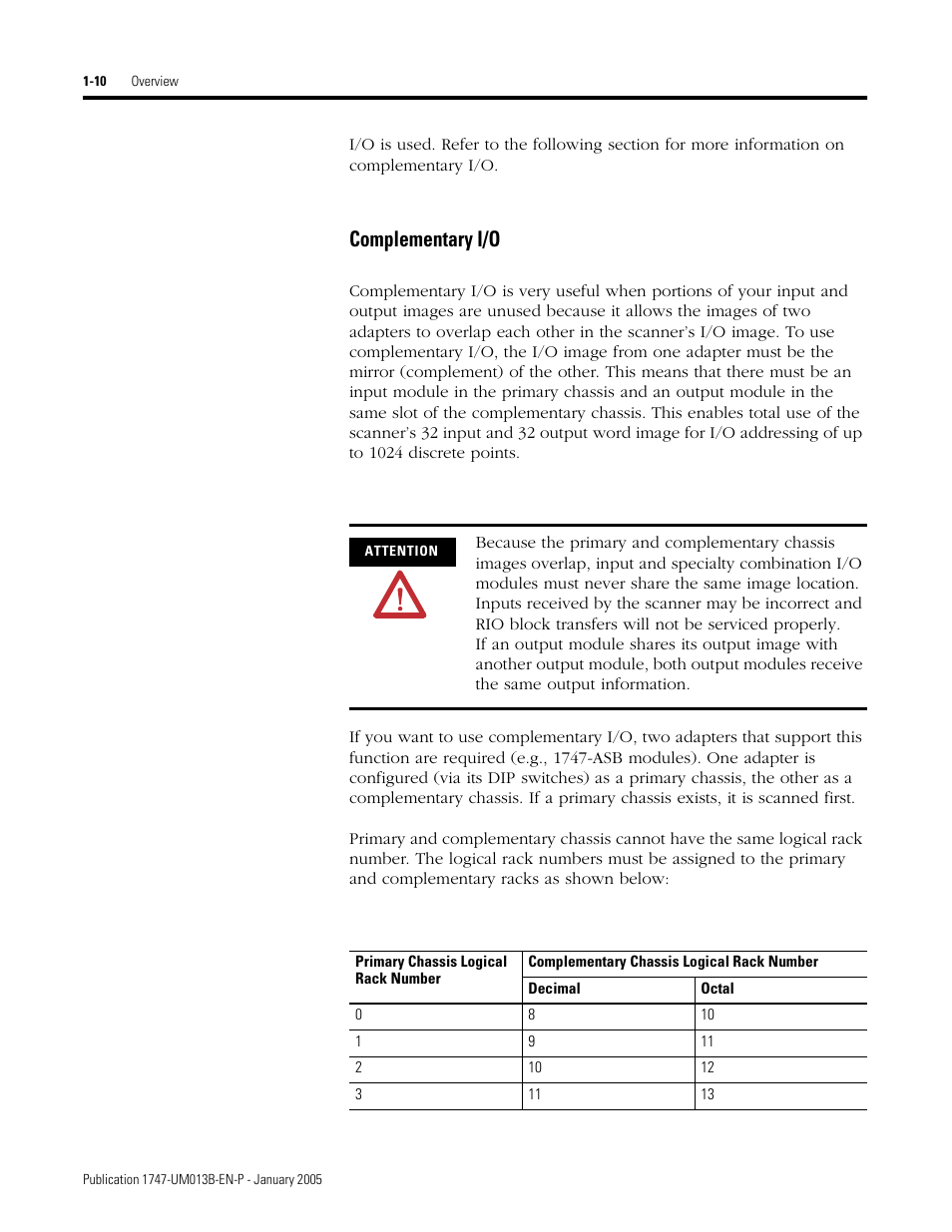 Complementary i/o -10, Complementary i/o | Rockwell Automation 1747-SN Remote I/O Scanner User Manual | Page 18 / 171