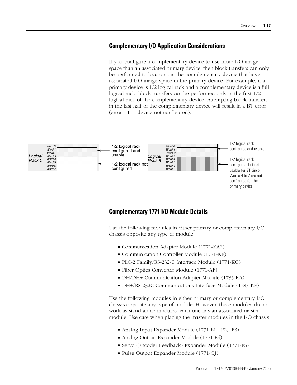 Complementary i/o application considerations, Complementary 1771 i/o module details | Rockwell Automation 1747-SN Remote I/O Scanner User Manual | Page 25 / 171