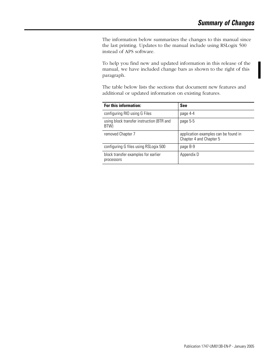 Summary of changes | Rockwell Automation 1747-SN Remote I/O Scanner User Manual | Page 3 / 171