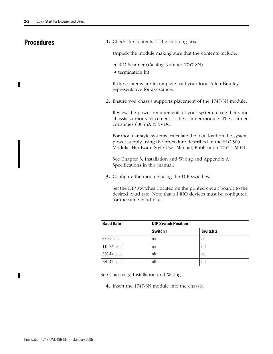 Procedures, Procedures -2 | Rockwell Automation 1747-SN Remote I/O Scanner User Manual | Page 30 / 171